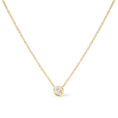 10K White Gold 1/10 Carat Round Brilliant-Cut Diamond Modern Bezel-Set Solitaire 16"-18" Pendant Necklace (H-I Color, SI2-I1 Clarity)