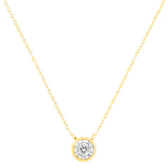 10K Yellow Gold 1/4 Cttw Round Brilliant-Cut Diamond Modern Bezel-Set Solitaire Pendant Necklace (J-K Color, I2-I3 Clarity) - 16" with 2" Extender