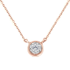 10K Yellow Gold 1/4 Cttw Round Brilliant-Cut Diamond Modern Bezel-Set Solitaire Pendant Necklace (J-K Color, I2-I3 Clarity) - 16" with 2" Extender