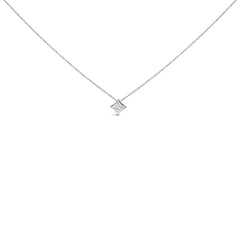 10K White Gold 1/10 Cttw Bezel Set Solitaire Princess Cut Diamond Kite Shaped Pendent Necklace - 18" Inches