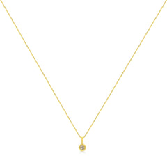 14K Yellow Gold Plated .925 Sterling Silver 1/2 Cttw Brilliant Round Cut Diamond Solitaire Milgrain 18" Pendant Necklace (K-L Color, I2-I3 Clarity)
