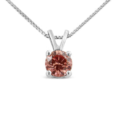 14K White Gold 1/4 Cttw Round Brilliant Cut Lab Grown Blue Diamond 4-Prong Solitaire Pendant Necklace (Blue Color, VVS2-VS1 Clarity) - 18"