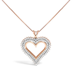 .925 Sterling Silver 1.00 Cttw Diamond Heart 18" Pendant Necklace (I-J Color, I2-I3 Clarity)
