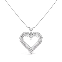 .925 Sterling Silver 1.00 Cttw Diamond Heart 18" Pendant Necklace (I-J Color, I2-I3 Clarity)