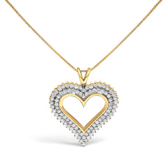 .925 Sterling Silver 1.00 Cttw Diamond Heart 18" Pendant Necklace (I-J Color, I2-I3 Clarity)