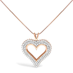 .925 Sterling Silver 1.00 Cttw Diamond Heart 18" Pendant Necklace (I-J Color, I2-I3 Clarity)