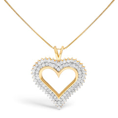 .925 Sterling Silver 1.00 Cttw Diamond Heart 18" Pendant Necklace (I-J Color, I2-I3 Clarity)