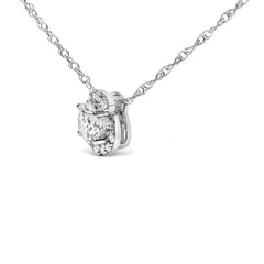 .925 Sterling Silver 1.0 Cttw Lab Grown Round-Cut Diamond Pendant Necklace 18"