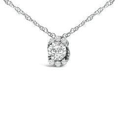 Sterling Silver 1/2 Cttw Lab Grown Diamond Oval Halo Pendant Necklace