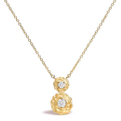 14K Yellow Gold Plated Sterling Silver 1/2 Cttw Lab Grown Diamond Rose Pendant Necklace