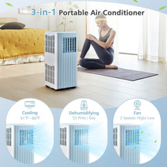 3-in-1 10000 BTU Air Conditioner with Humidifier and Smart Sleep Mode