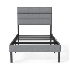 Upholstered Platform Bed Frame With Headboard, No Box Spring Needed, Underbed Storage