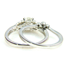 .90ct Antique Style Engagement Ring Set 14KT White Gold