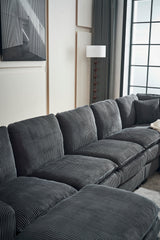 Modern U Shaped 6-Seat Sectional Sofa Couch with Ottoman