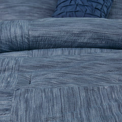 7 Piece Printed Seersucker Comforter Set Navy King