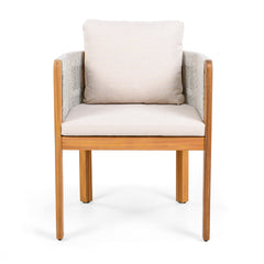 Acacia Wood Outdoor Dining Chairs 2-Pack with Beige Cushions