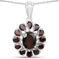 13.82 Carat Genuine Garnet and White Topaz .925 Sterling Silver 3 Piece Jewelry Set (Ring, Earrings, and Pendant w/ Chain)
