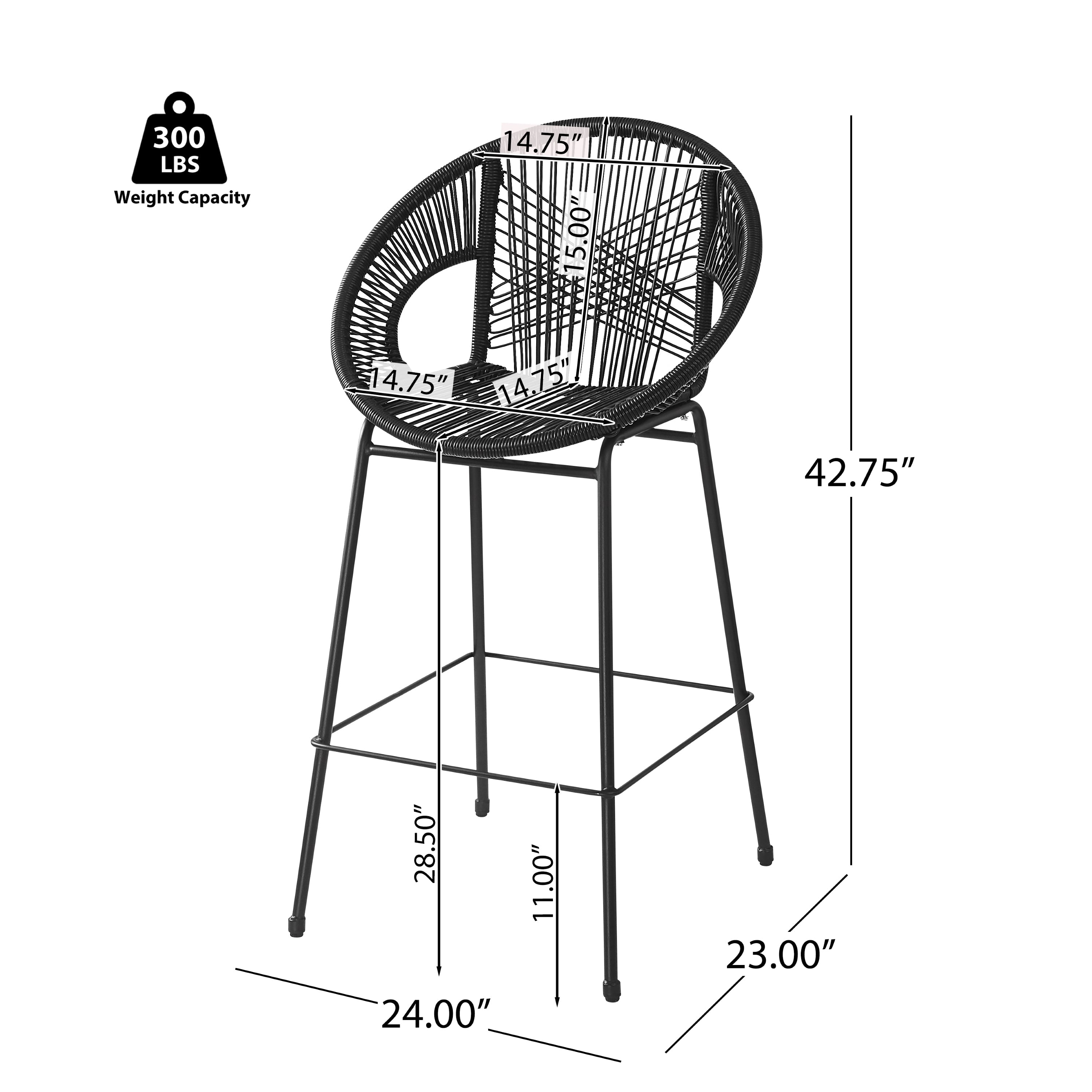 Outdoor Patio Barstool Set Weather Resistant