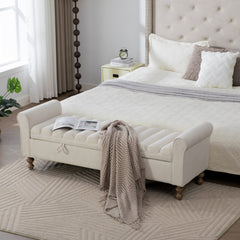 65.55' Wide Modern Upholstered Storage Bench with Rolled Armrest