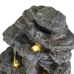 Tall Slim Faux-Stone Fountain with LED Lights, 5-Tiered Cascading Water Feature