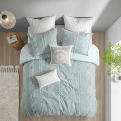 3 Piece Cotton Jacquard Comforter Set Aqua King/Cal King