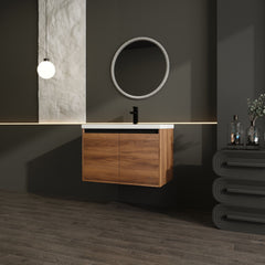 Bathroom Vanity Set With Resin Countertop Sink And 2 Doors, Engineered Wood