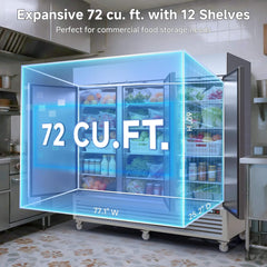 82-Inch Commercial 72 Cu.Ft 3-Door WiFi Refrigerator With Smart App Control (SAK58320)