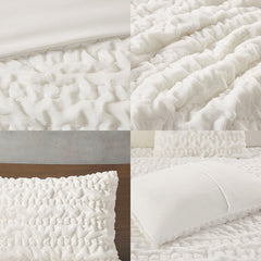 Full/Queen Ruched Fur Down Alternative Comforter Set