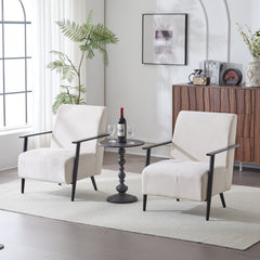 Modern Beige Lounge Chair Set with Polyester Upholstery and Metal Frame