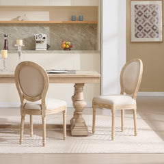 French Country Dining Chairs Set of 2 with Upholstered Round Back