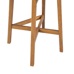 Lymington Outdoor Bar Stool Set of 2, Teak Finished Wood with Light Grey Wicker