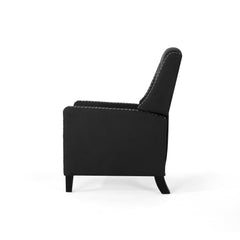 Classic Dark Grey Fabric Push Back Chair with Riveted Armrests