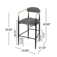 Upholstered Bar Stools With Backs For Kitchen Island (Set of 2)