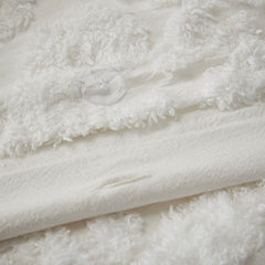Full/Queen Tufted Cotton Chenille Damask Duvet Cover Set