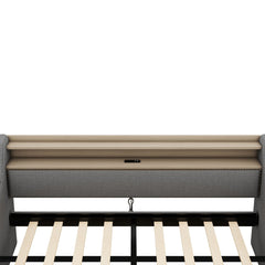 Twin Size Linen Upholstered Daybed with Storage Drawers and LED Lights