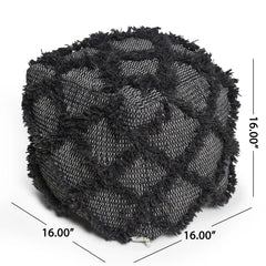 Jumanji Handcrafted Wool and Cotton Pouf - Brown