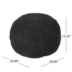 Bordeaux Knitted Cotton Round Pouf