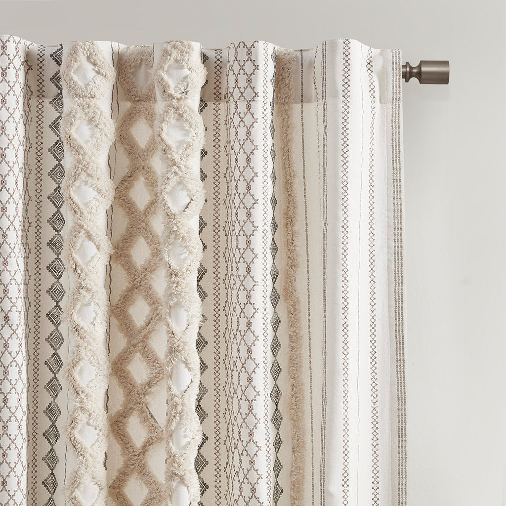 Cotton Chenille Stripe Curtain Panel 50x84