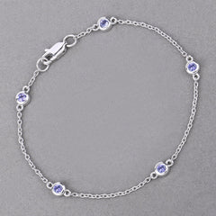 0.50 Carat Genuine Tanzanite .925 Sterling Silver Bracelet