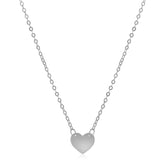 14k White Gold Polished Mini Heart Necklace