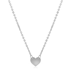 14k White Gold Polished Mini Heart Necklace