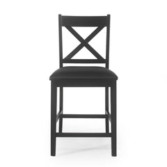 Farmhouse Style Counter Height Chair With Upholstered Seat