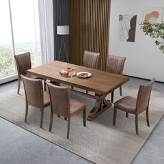 78.74" Rectangular Rubber Wood Dining Table for 6-8 in Oak