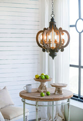 Farmhouse 6-Light Wood Chandelier Pendant Light Fixture