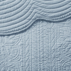 3 Piece Reversible Scalloped Edge Quilt Set Blue King/Cal King