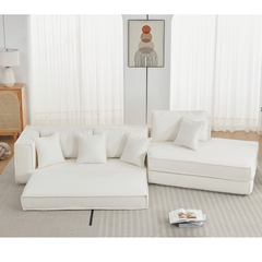 Folding Convertible Out Sleeper Sofa Bed 2-in-1 Combination Sofa Beige