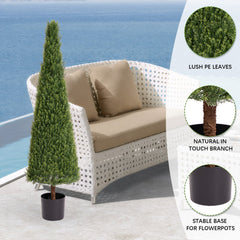 5FT Conical Topiary Cedar Trees Artificial Outdoor Lifelike Faux Evergreen