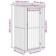 vidaXL Garden Shed Anthracite 46.7"x38.2"x82.5" Galvanized Steel