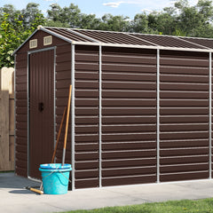 NNEVL Garden Shed Brown 191x640x198 cm Galvanised Steel