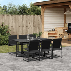 vidaXL Patio Dining Set Table and Chair Garden Outdoor Furniture Black Textilene